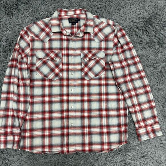Pendleton Red Plaid Flannel Size Large - Picture 1 of 7